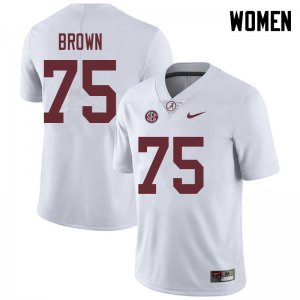 NCAA Women's Alabama Crimson Tide #75 Tommy Brown Stitched College 2018 Nike Authentic White Football Jersey ZV17T14NT